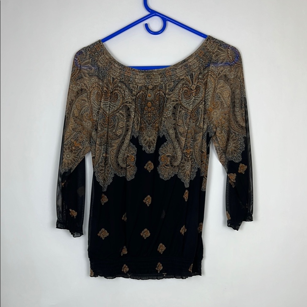 INC International Concepts Elegant Black and Brown Women's Top S - Picture 2 of 9